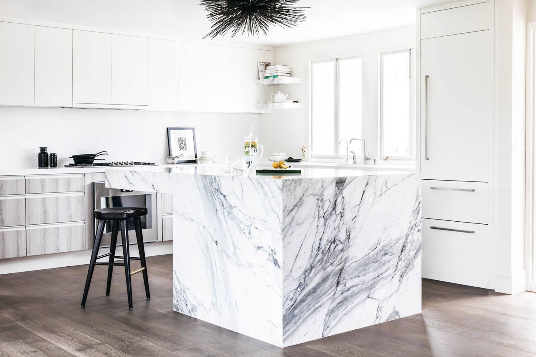 Modern Kitchen With Marble Countertops